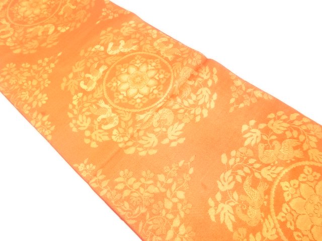 JAPANESE KIMONO / ANTIQUE FUKURO OBI / SILK / WOVEN FLOWER CREST